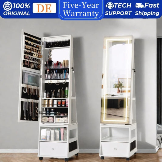 Garvee Jewelry Organizer Cabinet with Full-Length Mirror,360° Rotating Mirror