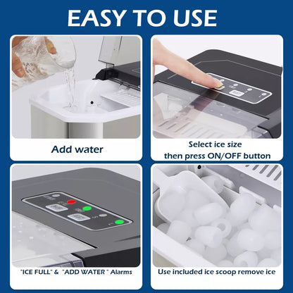 Compact Stainless Steel Portable Ice Maker Countertop Ice Cube Machine Boat RV
