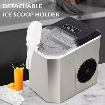 Compact Stainless Steel Portable Ice Maker Countertop Ice Cube Machine Boat RV