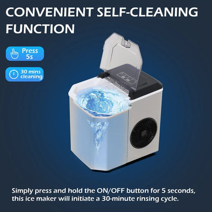Compact Stainless Steel Portable Ice Maker Countertop Ice Cube Machine Boat RV
