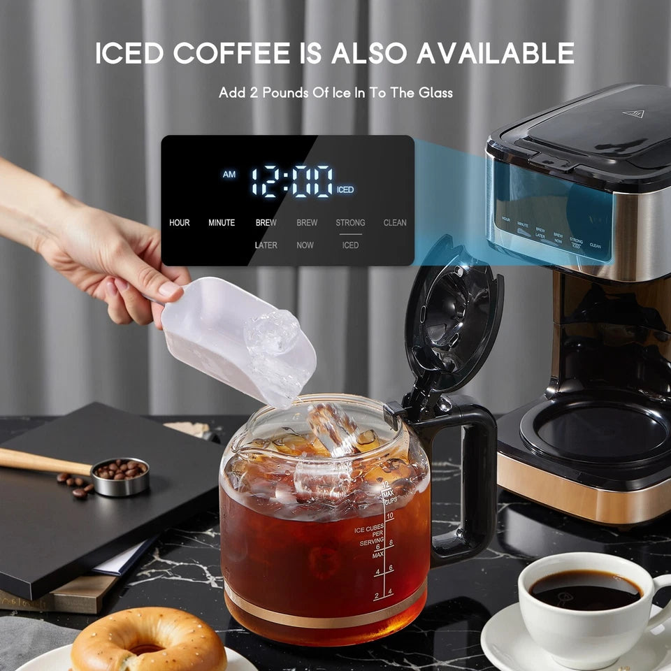 12-Cup Coffee Maker, Iced Coffee, Touch Screen, Strong Brew, Auto Shut-Off