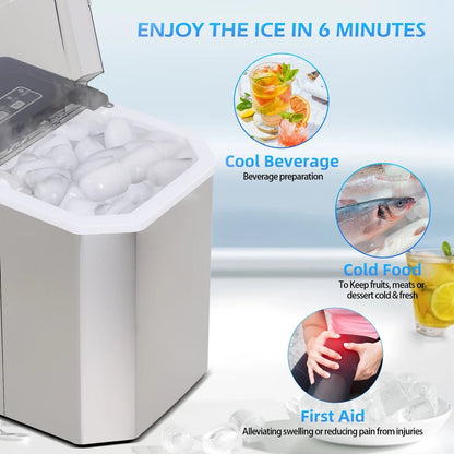 Compact Stainless Steel Portable Ice Maker Countertop Ice Cube Machine Boat RV