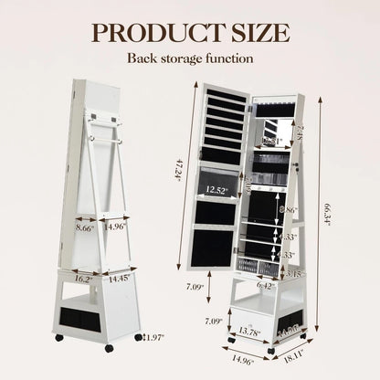 Garvee Jewelry Organizer Cabinet with Full-Length Mirror,360° Rotating Mirror